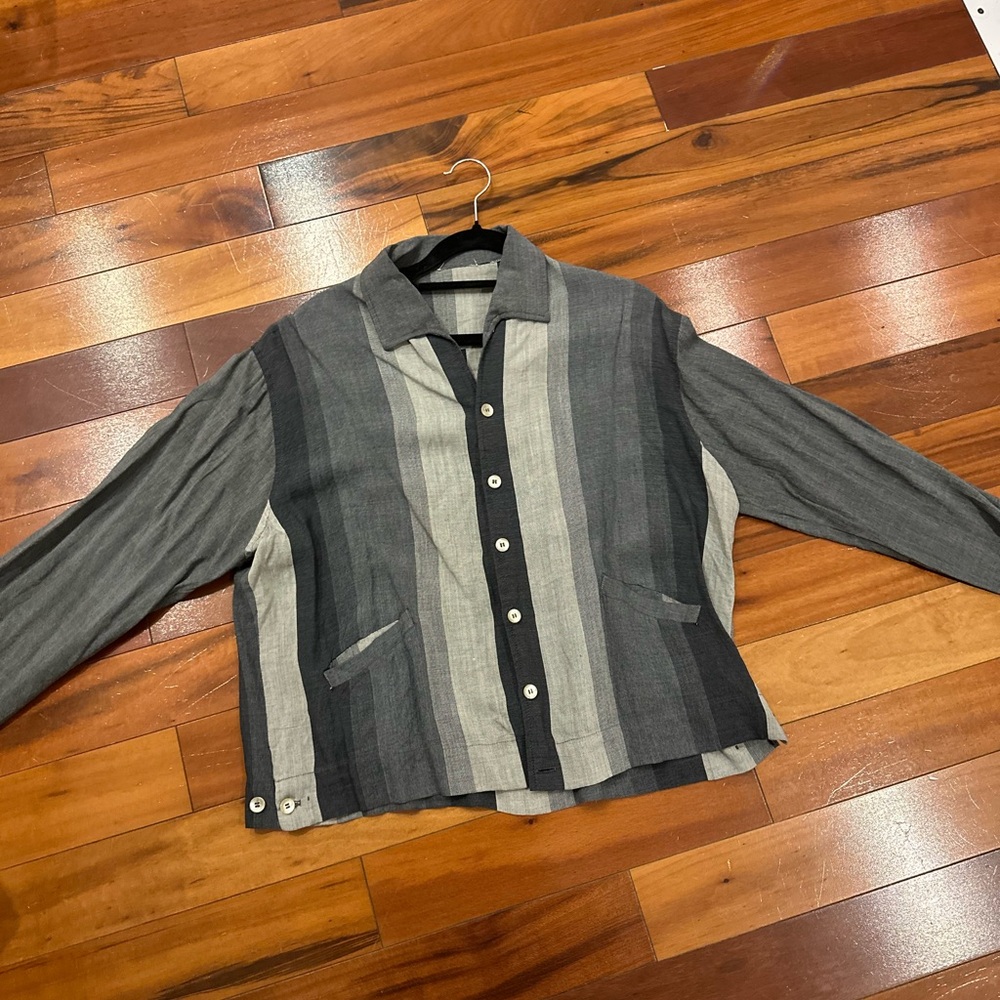 Vintage Men's Gray Striped Shirt